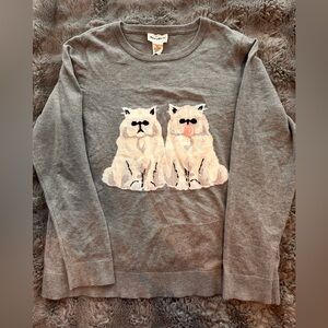 For The Republic Gray Sweater with Cat Design